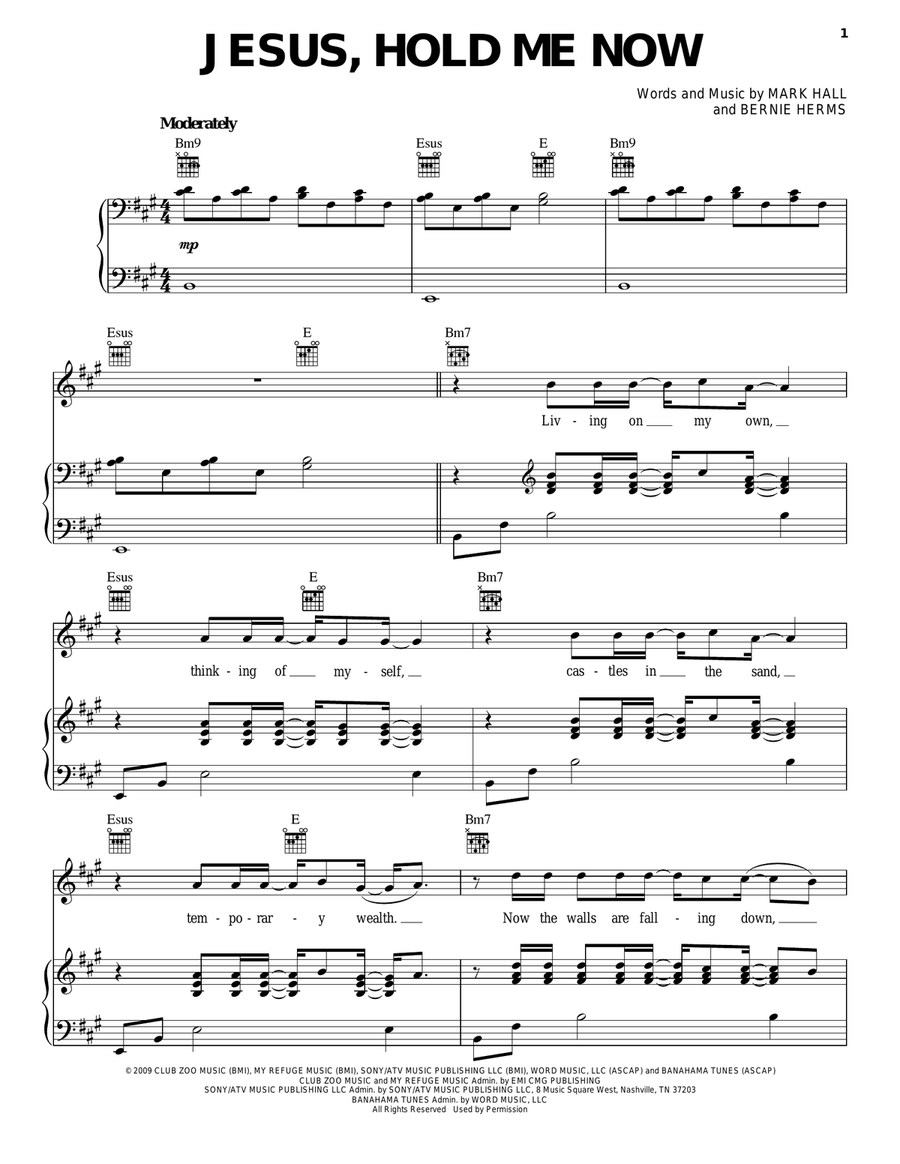 Jesus, Hold Me Now Piano, Vocal, Guitar scores gallery preview page 1