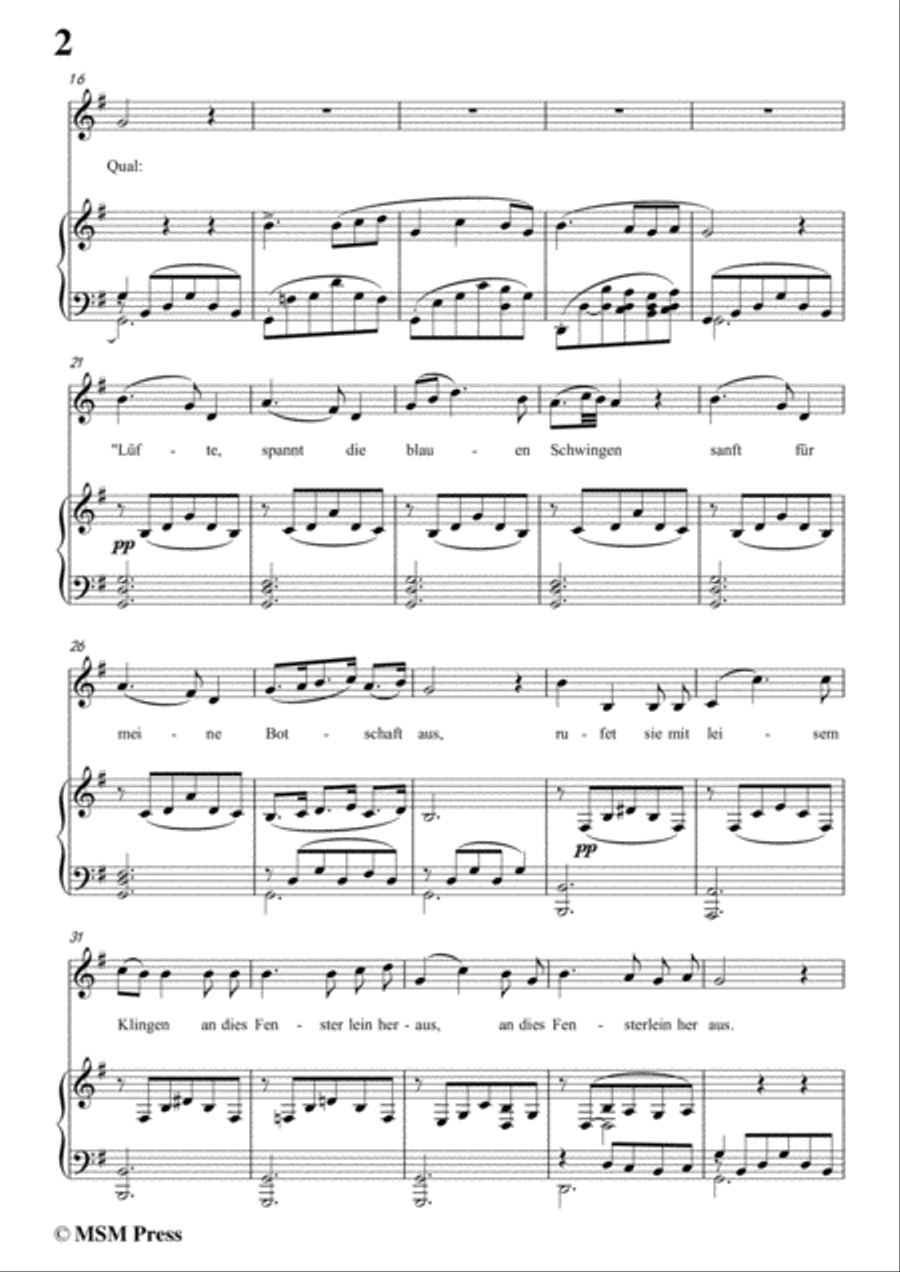 Schubert-Liebeslauschen(The Maiden's Serenade),D.698,in G Major,for Voice&Piano Voice scores gallery preview page 4