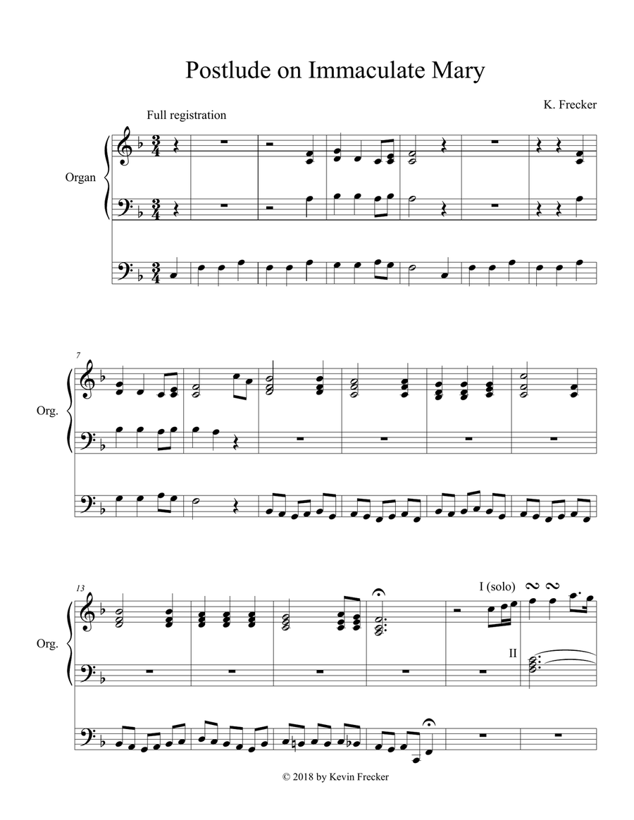 Postlude on Immaculate Mary Organ Solo scores gallery preview page 1