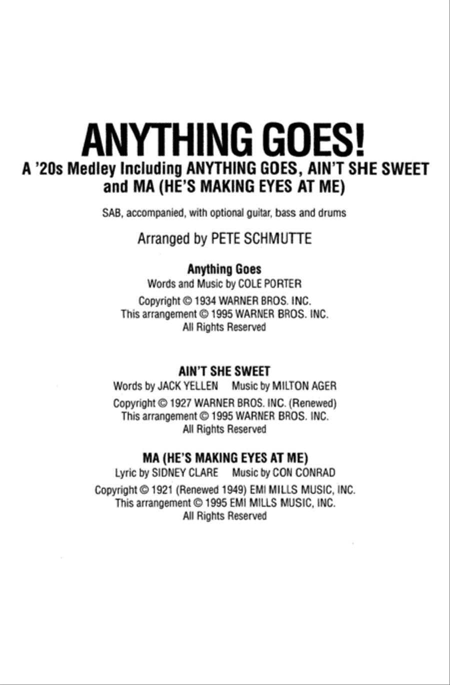 Anything Goes! (A '20s Medley) Choir scores gallery preview page 1