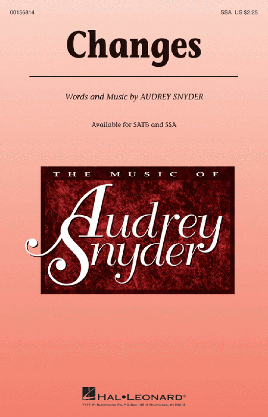 Changes by Audrey Snyder SSA - Sheet Music