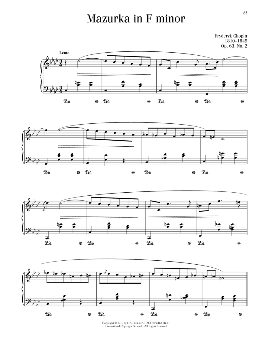 Mazurka, Op. 63, No. 2 Mazurka, Op. 63, No. 2 Piano Solo scores gallery preview page 1