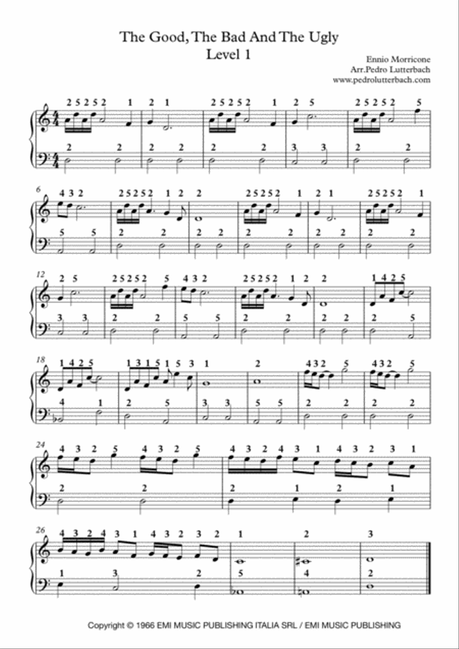 The Ecstasy Of Gold Easy Piano scores gallery preview page 1