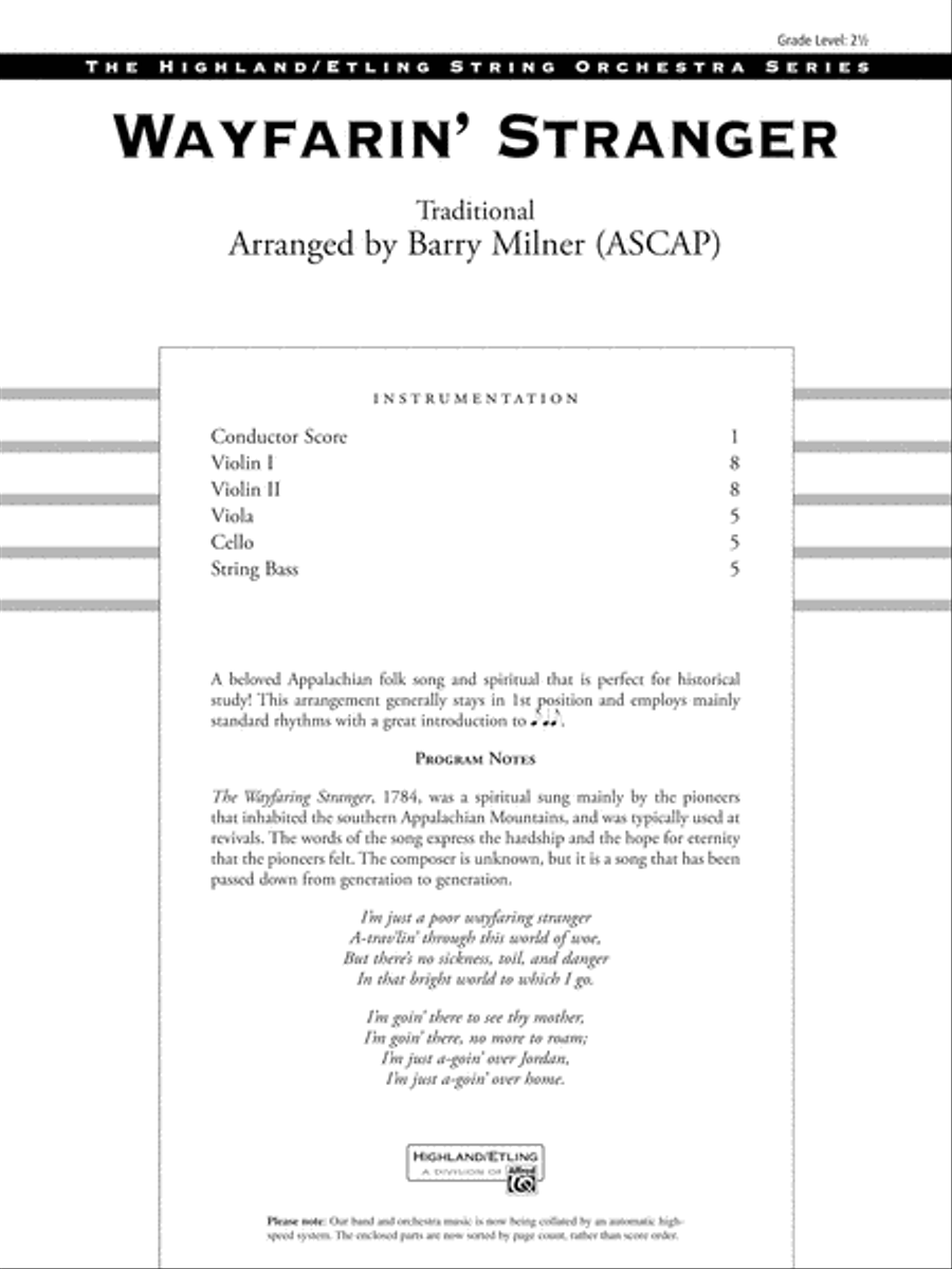 Wayfarin' Stranger: Score String Orchestra scores gallery preview page 1