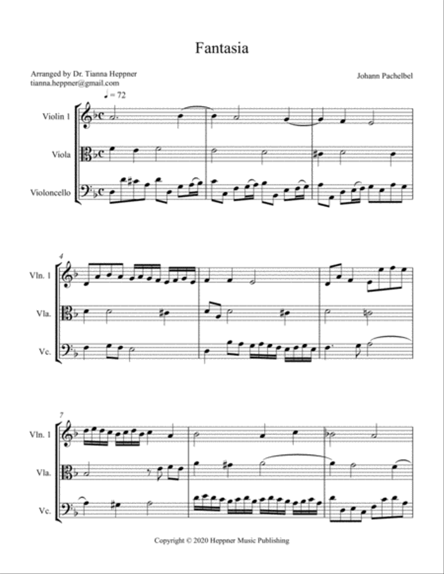 Fantasia in d minor - string trio/ensemble String Trio scores gallery preview page 1