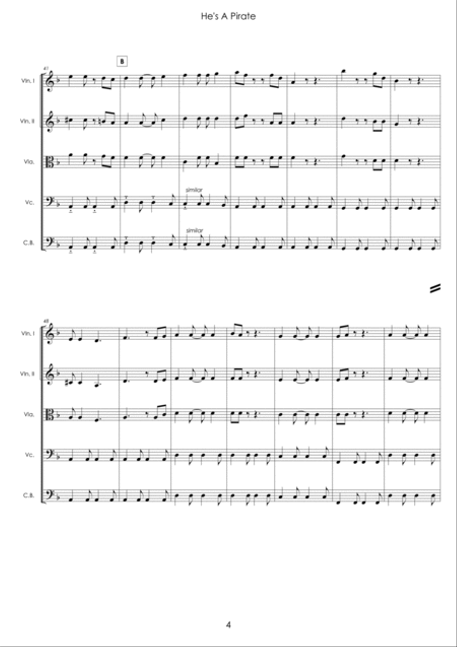 He's A Pirate String Quartet scores gallery preview page 4