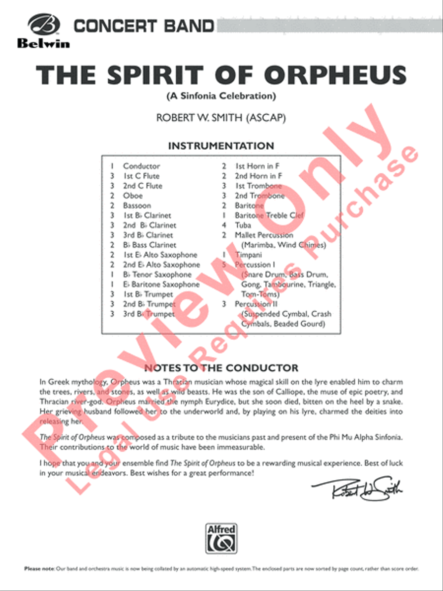 The Spirit of Orpheus (A Sinfonian Celebration) Concert Band scores gallery preview page 2