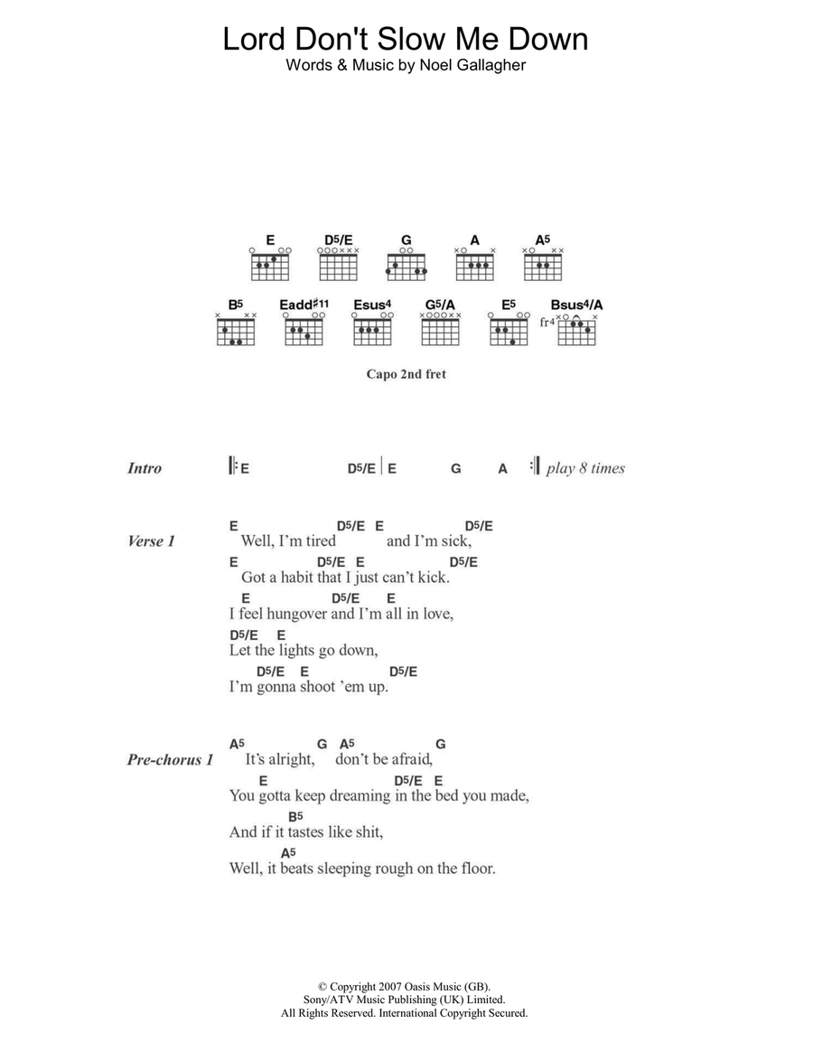 Lord Don't Slow Me Down Easy Guitar scores gallery preview page 1