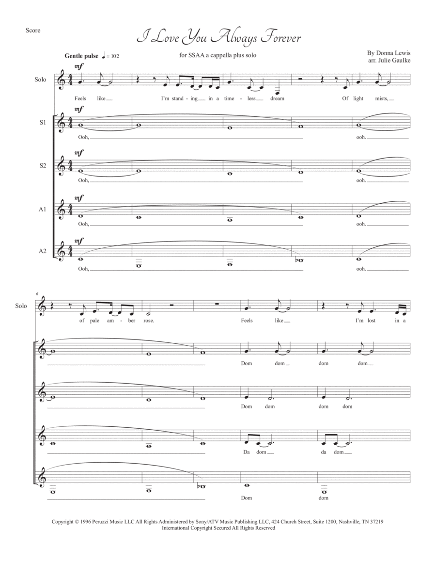 I Love You Always Forever SSAA scores gallery preview page 1