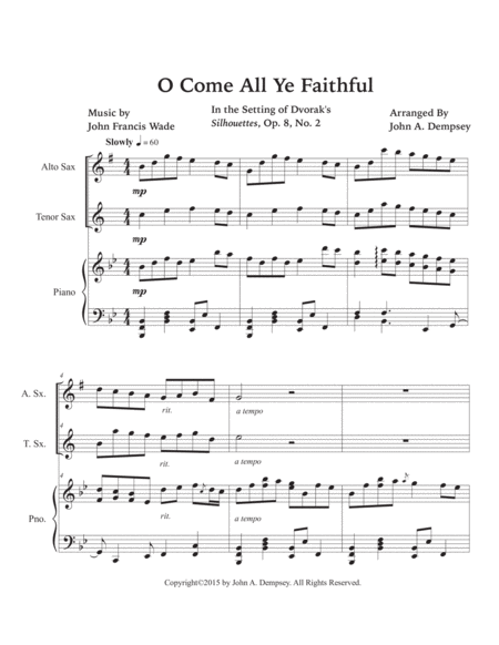 O Come All Ye Faithful (Trio for Alto Sax, Tenor Sax and Piano) image number null