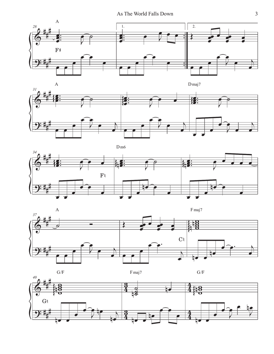 As The World Falls Down Harp scores gallery preview page 3