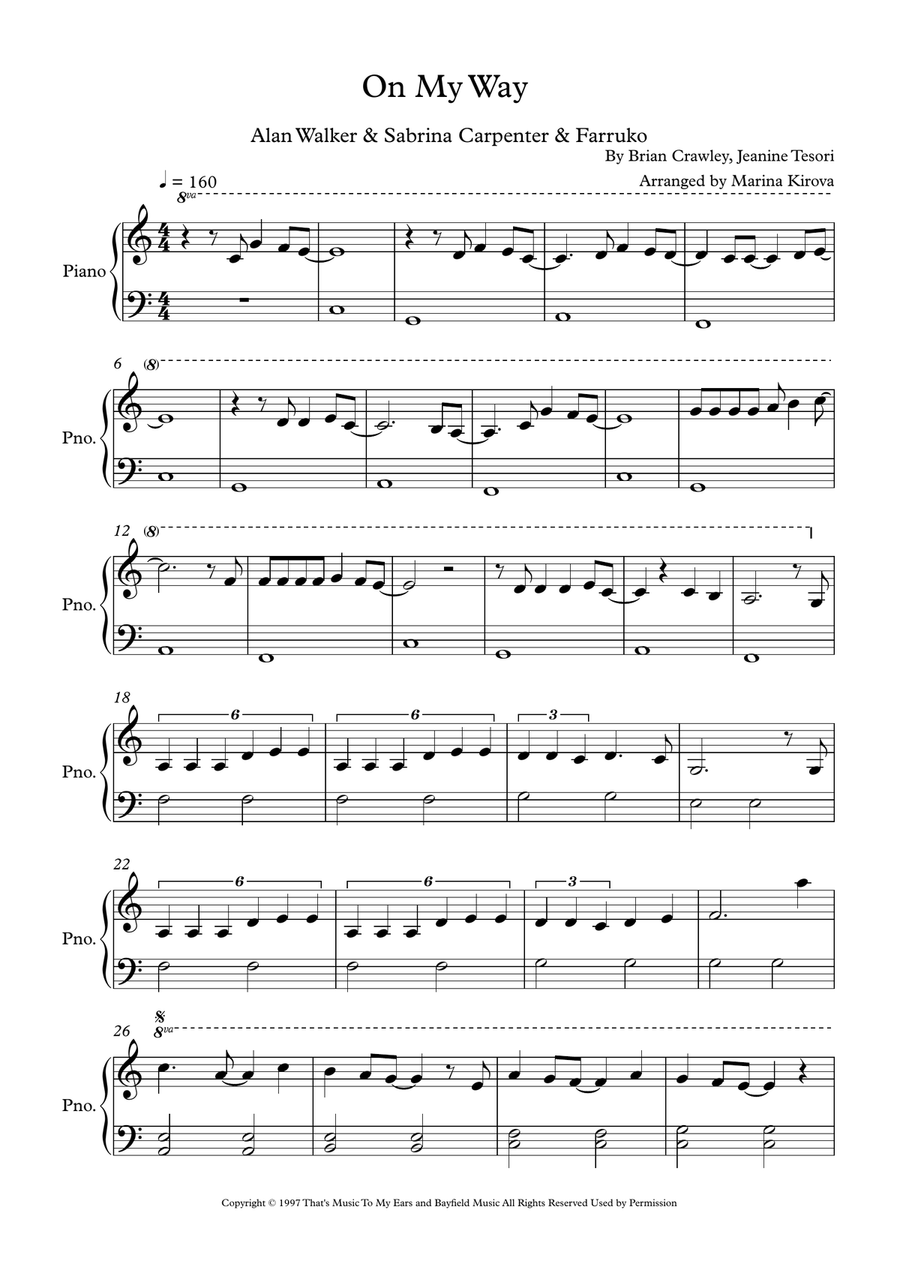 On My Way Easy Piano scores gallery preview page 1