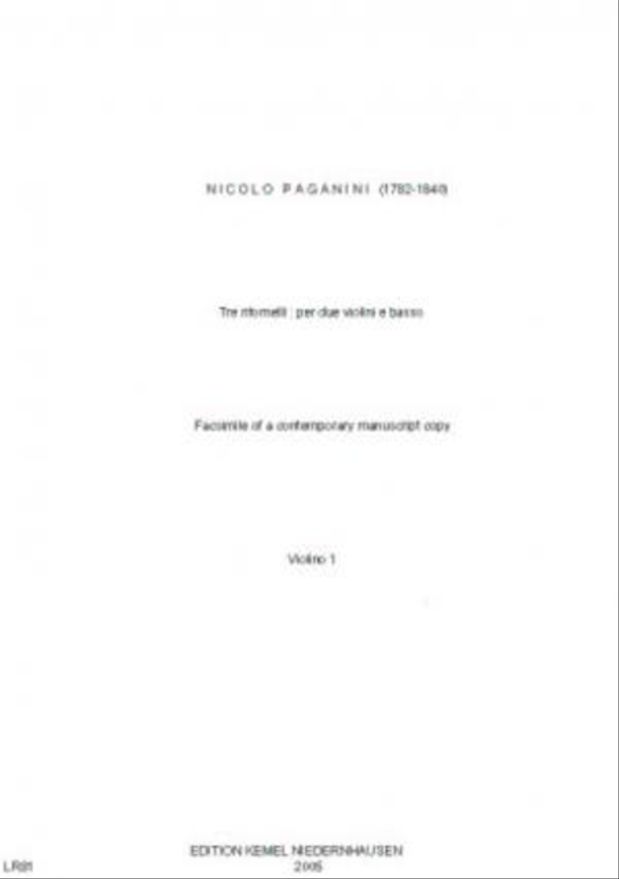 Tre ritornelli Violin scores gallery preview page 1