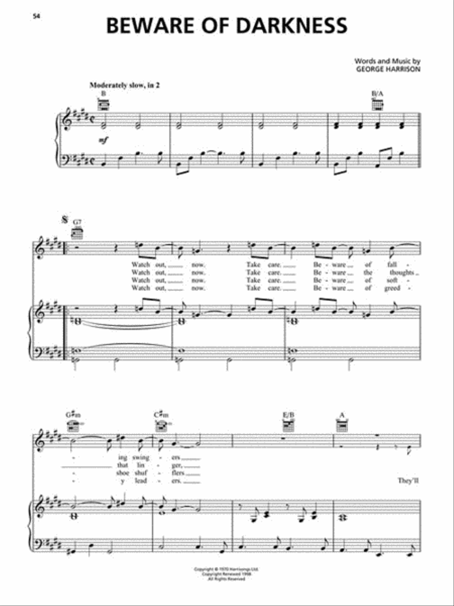 George Harrison – The Apple Years Piano, Vocal, Guitar scores gallery preview page 4