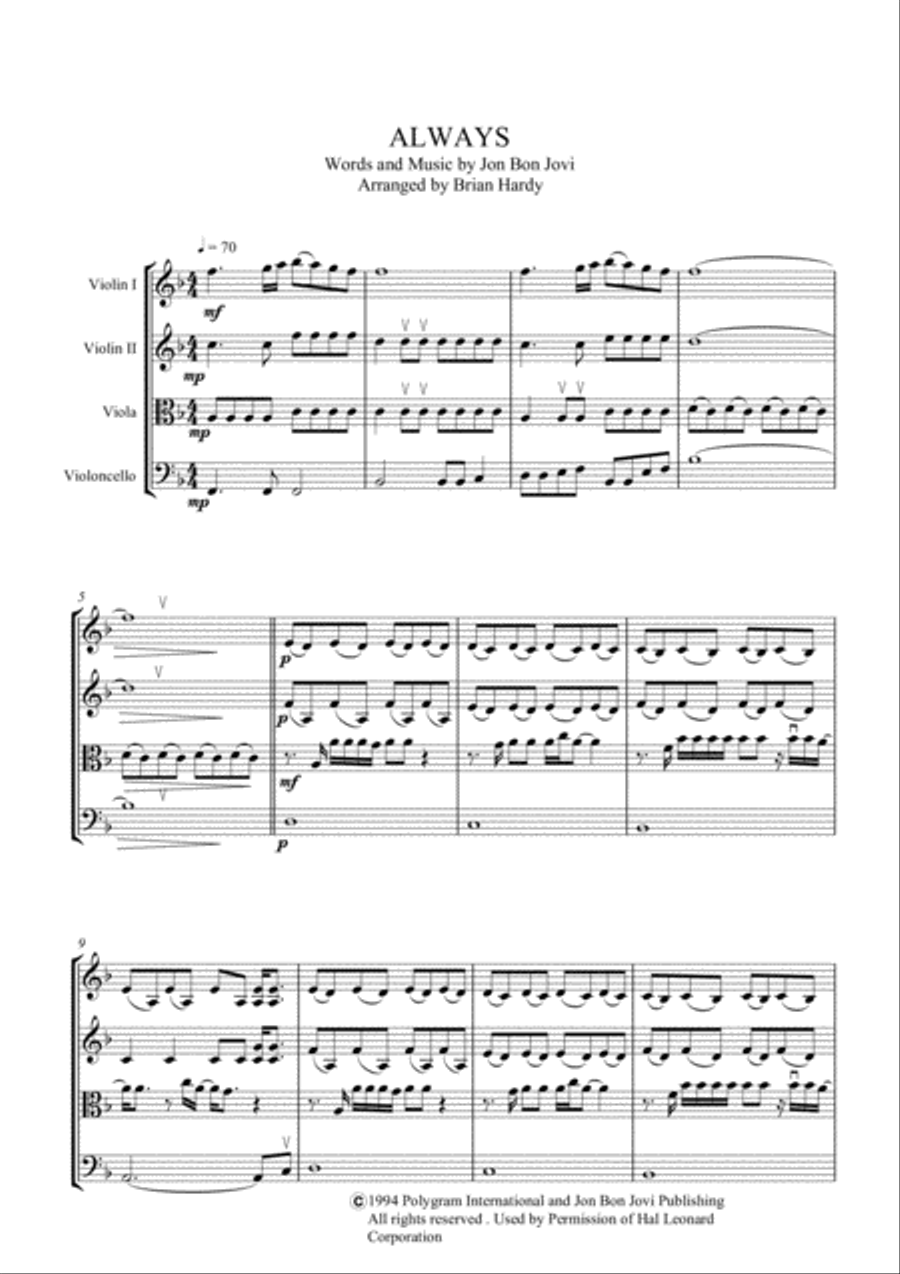 Always Always String Quartet scores gallery preview page 1