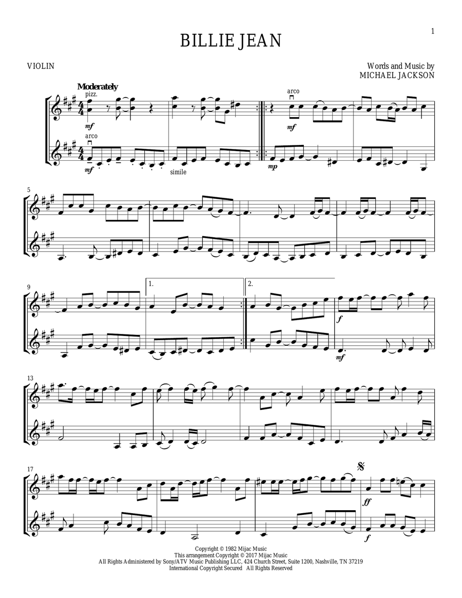 Billie Jean String Duet scores gallery preview page 1