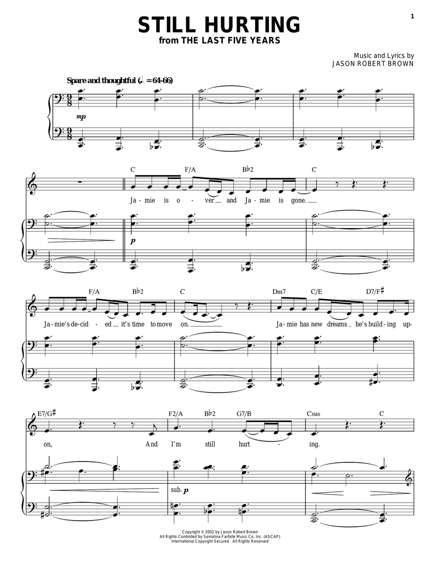 Still Hurting (from The Last 5 Years) Guitar scores gallery preview page 1