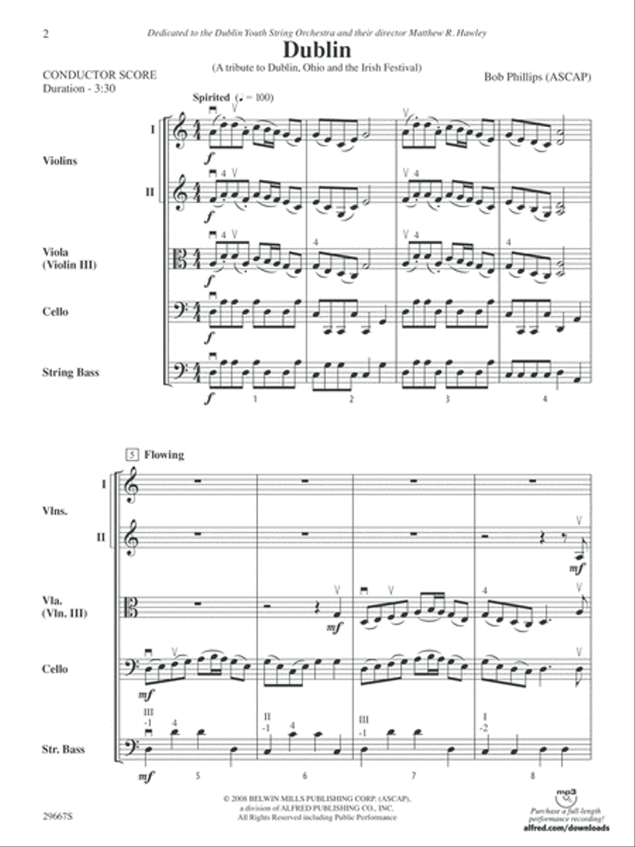 Dublin (A tribute to Dublin, Ohio and the Irish Festival): Score String Orchestra scores gallery preview page 2