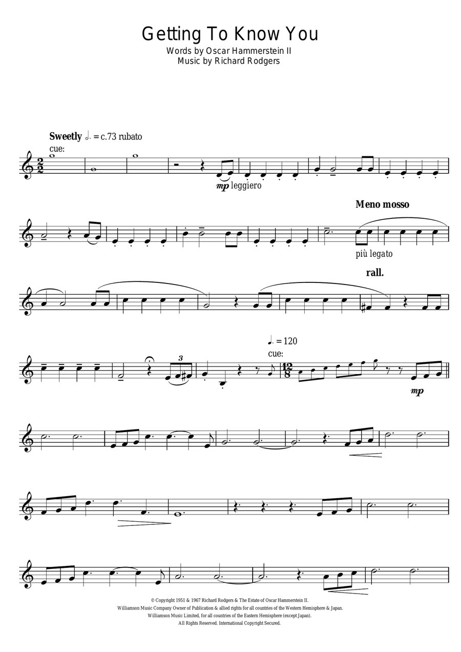 Getting To Know You (from The King And I) Tenor Saxophone scores gallery preview page 1