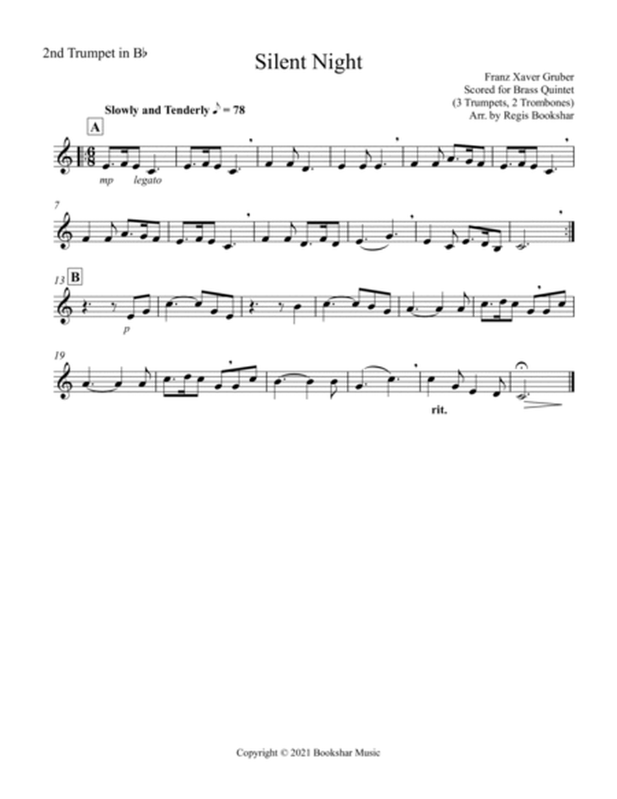 Silent Night (Bb) (Brass Quintet - 3 Trp, 2 Trb)