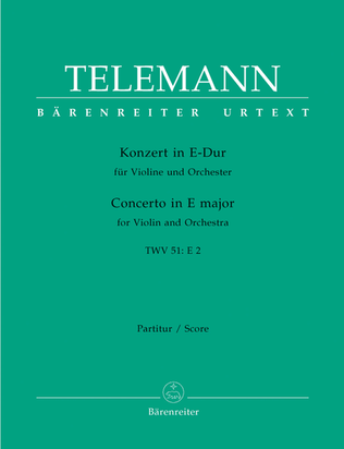 Book cover for Concerto for Violin and Orchestra in E major TWV 51:E2