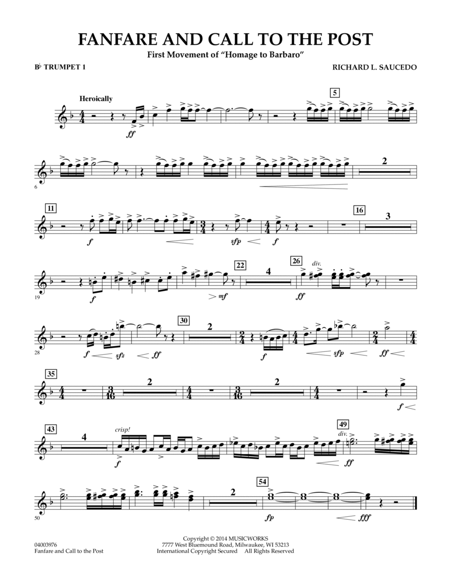 Fanfare and Call to the Post - Bb Trumpet 1 Concert Band scores gallery preview page 1