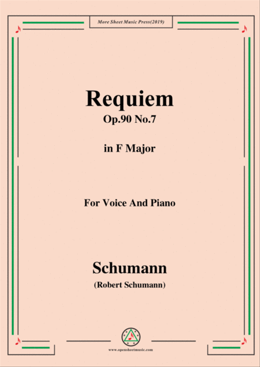 Book cover for Schumann-Requiem,Op.90 No.7,in F Major,for Voice&Piano