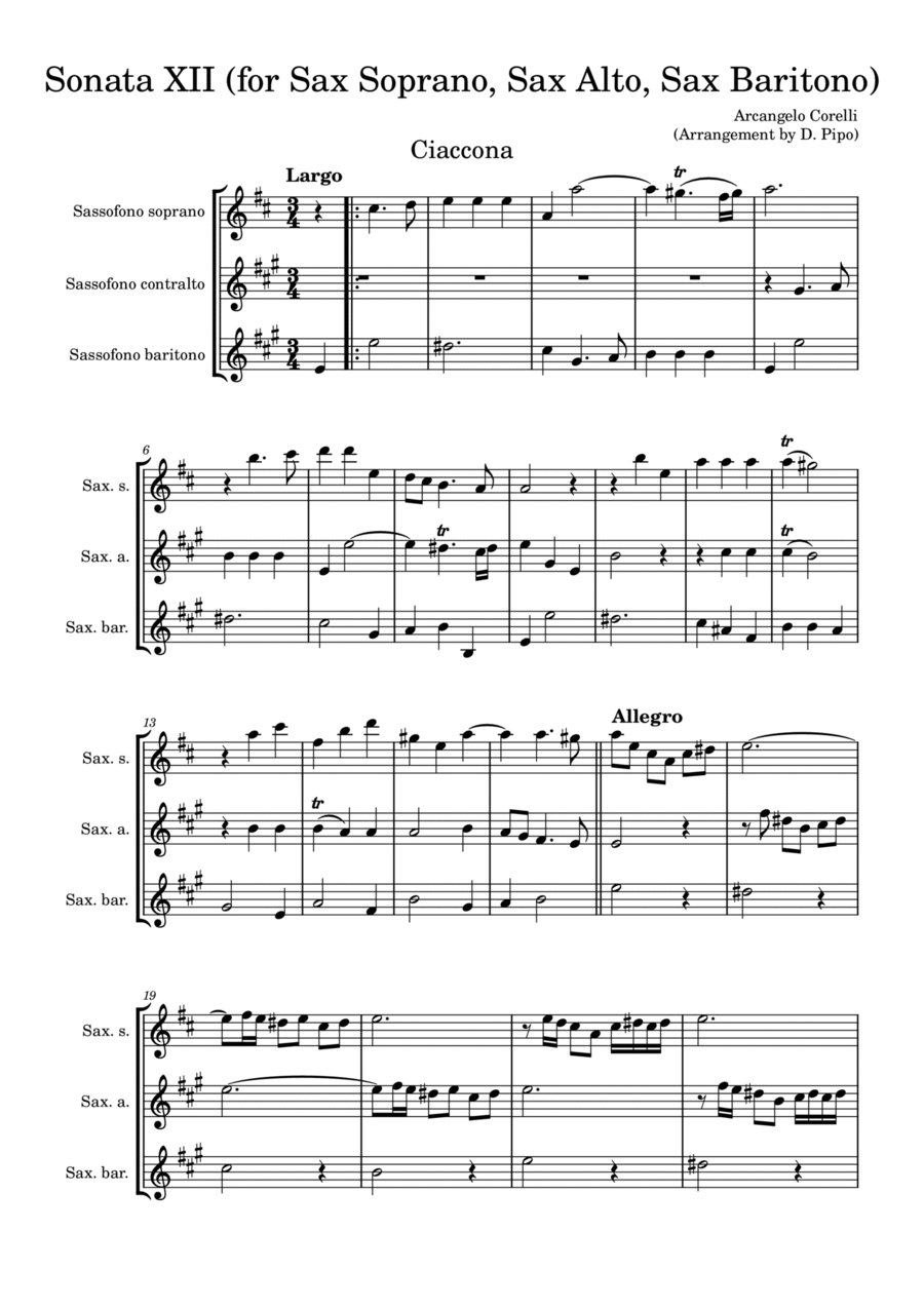 Sonata XII Opus.2 Sonata XII Opus.2 Woodwind Trio scores gallery preview page 1