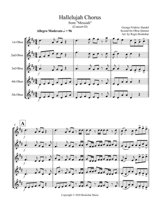 Book cover for Hallelujah (from "Messiah") (D) Oboe Quintet)