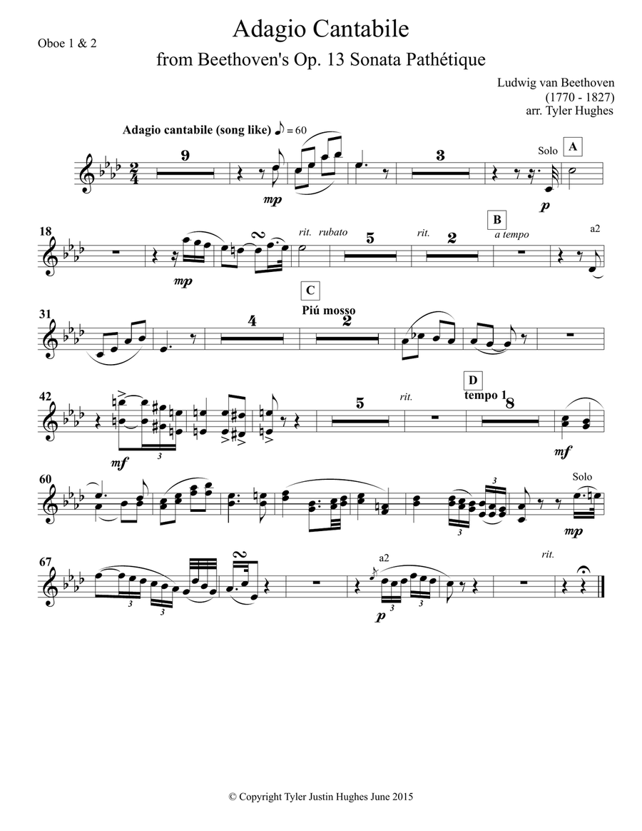 Adagio Cantabile for Orchestra from Beethoven Sonata Pathétique Parts Chamber Orchestra scores gallery preview page 2