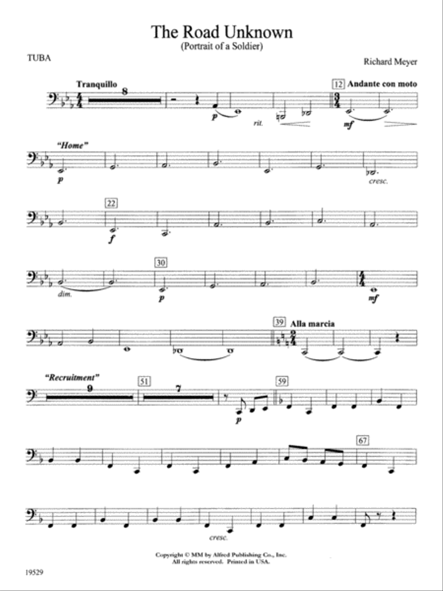 The Road Unknown: Tuba Concert Band scores gallery preview page 1