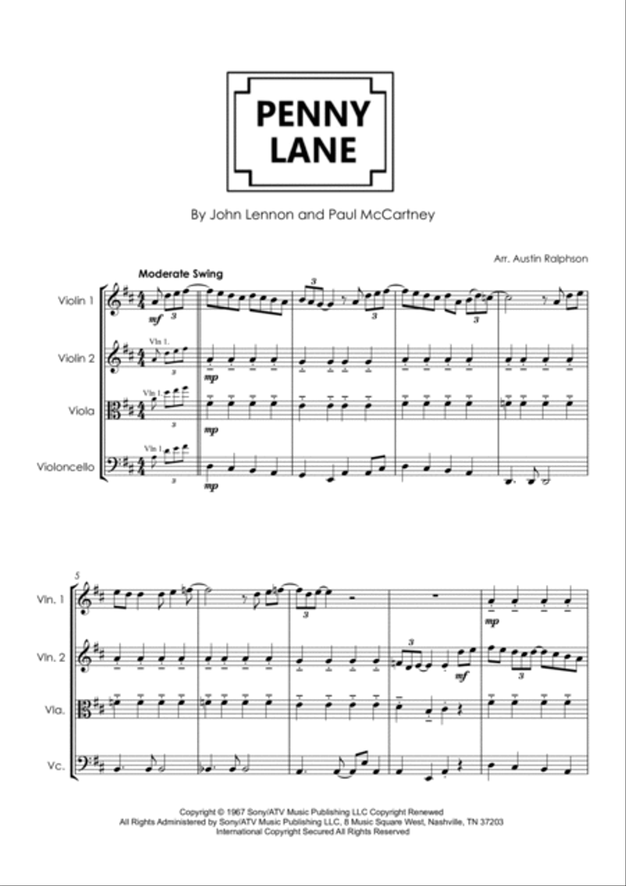 Penny Lane String Quartet scores gallery preview page 5