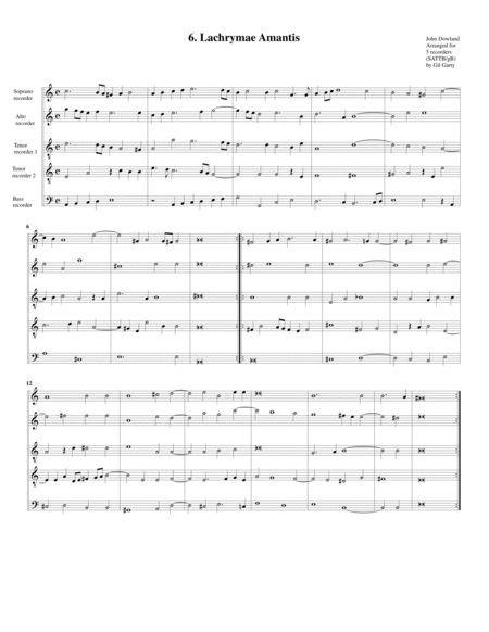 Lachrimae amantis (6, 1604) (arrangement for 5 recorders)