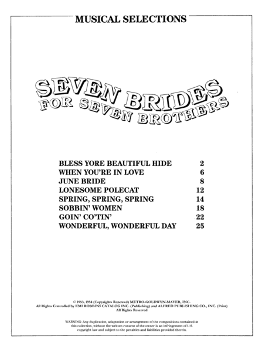 Seven Brides For 7 Brothers - Musical Selections Piano, Vocal, Guitar scores gallery preview page 2