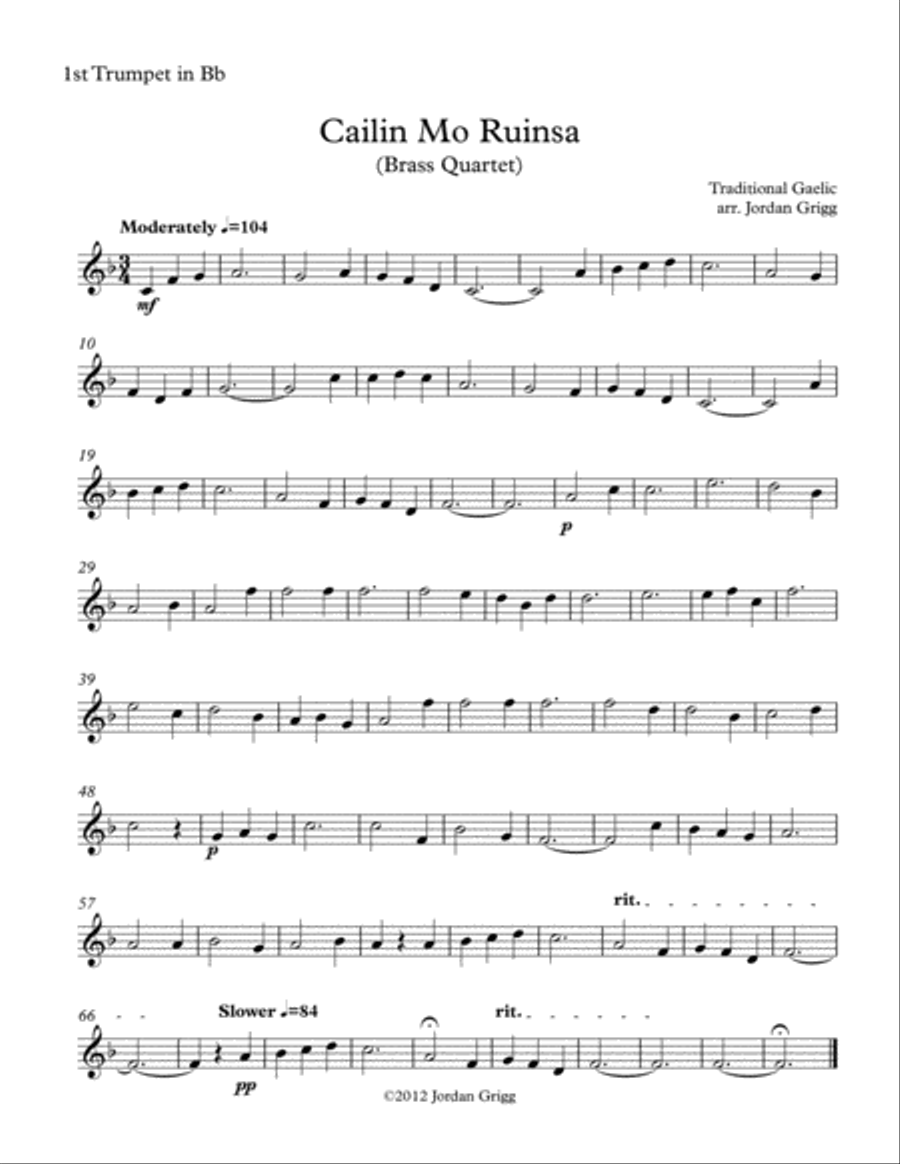 Cailin Mo Ruinsa (Brass Quartet) Brass Quartet scores gallery preview page 4