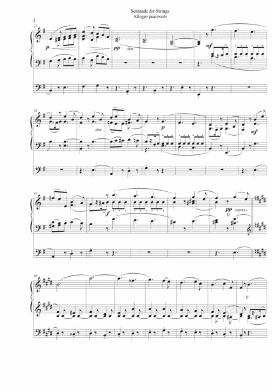 Elgar: Serenade for Strings - 1. Allegro piacevole for Organ Solo String Orchestra scores gallery preview page 2
