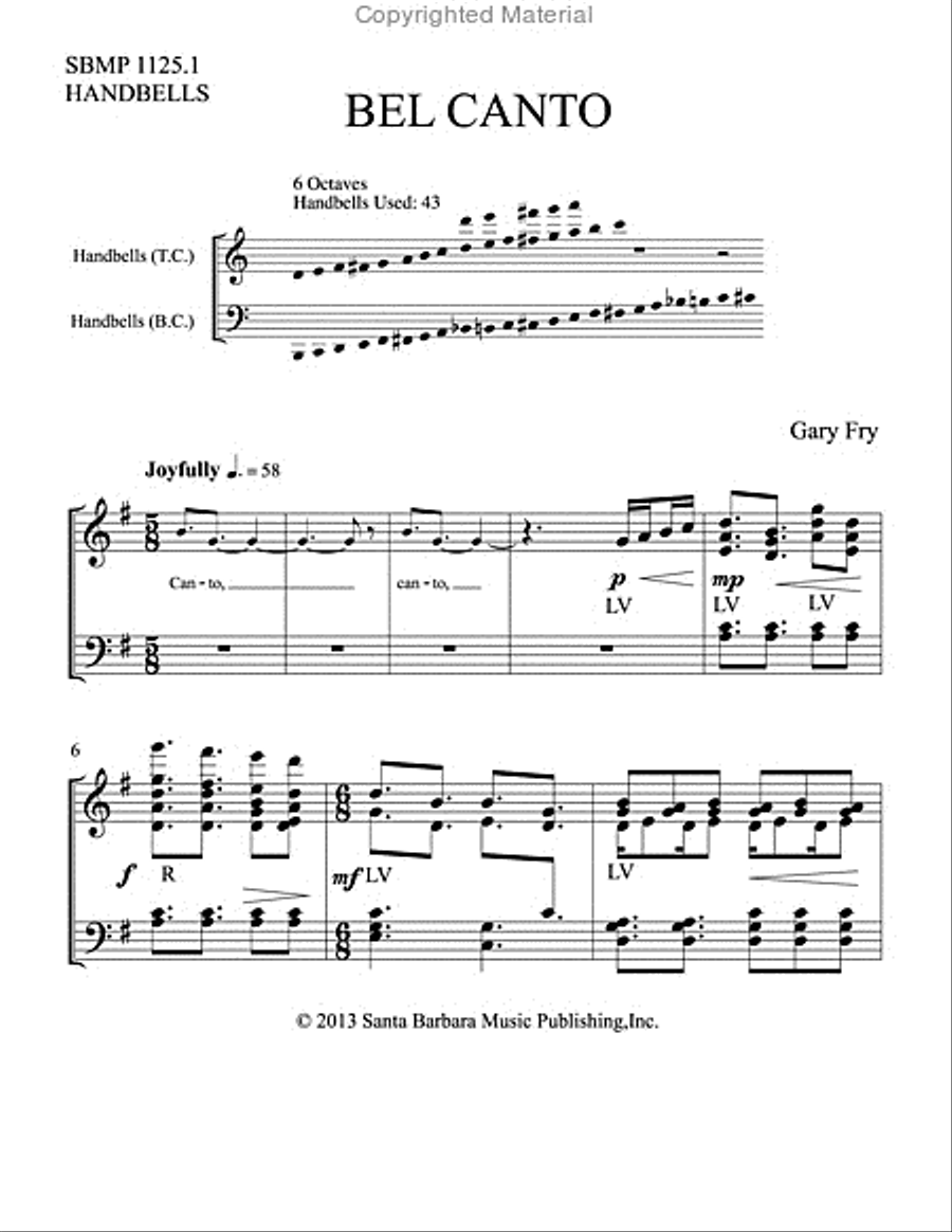 Bel Canto - Handbell score and parts