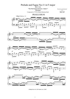 Book cover for Bach - Prelude and Fugue No.11 in F major BWV 856 for Piano