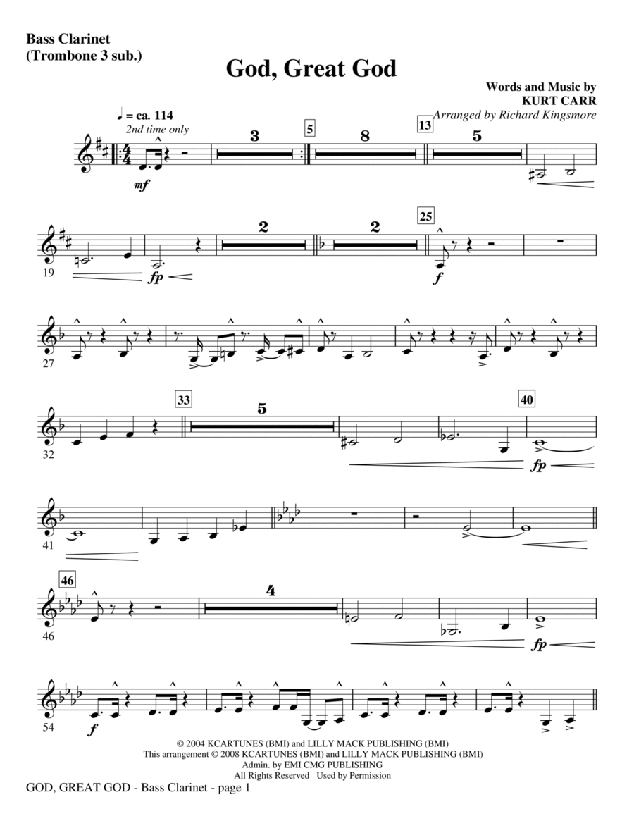 God, Great God - Bassoon (Cello Sub) Choir scores gallery preview page 1