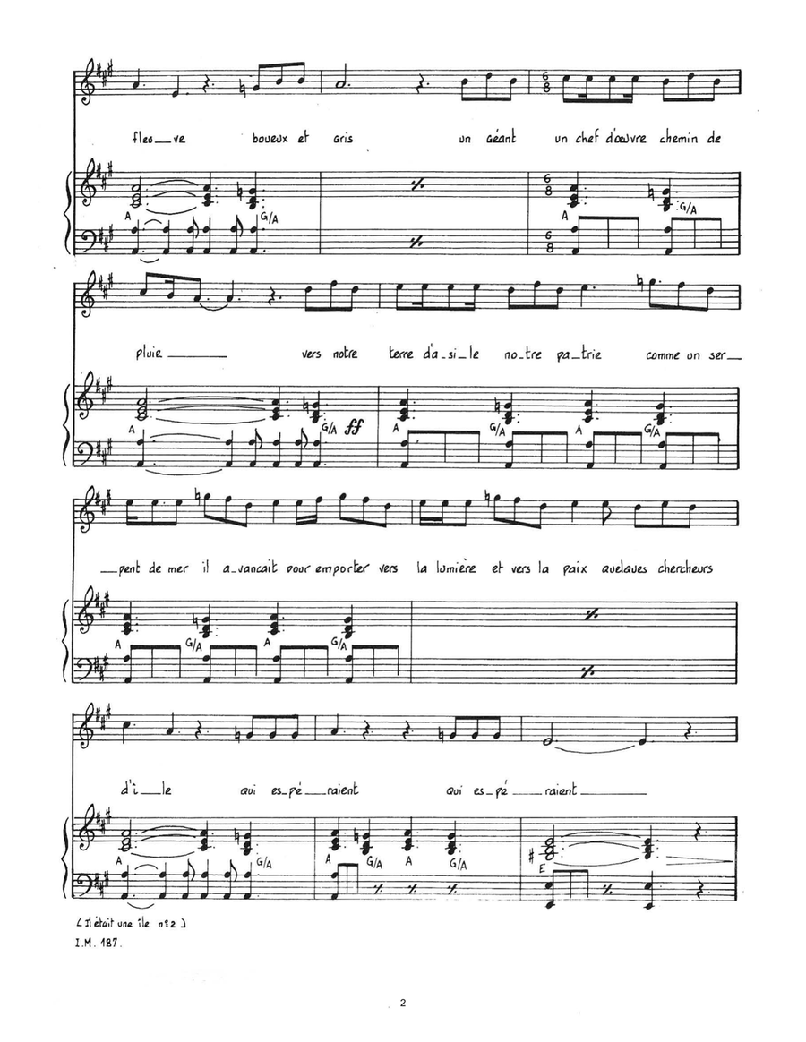 Il Etait Une Ile Piano, Vocal scores gallery preview page 2