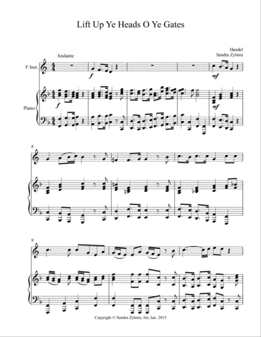 Lift Up Ye Heads O Ye Gates (treble F instrument solo) Horn scores gallery preview page 2