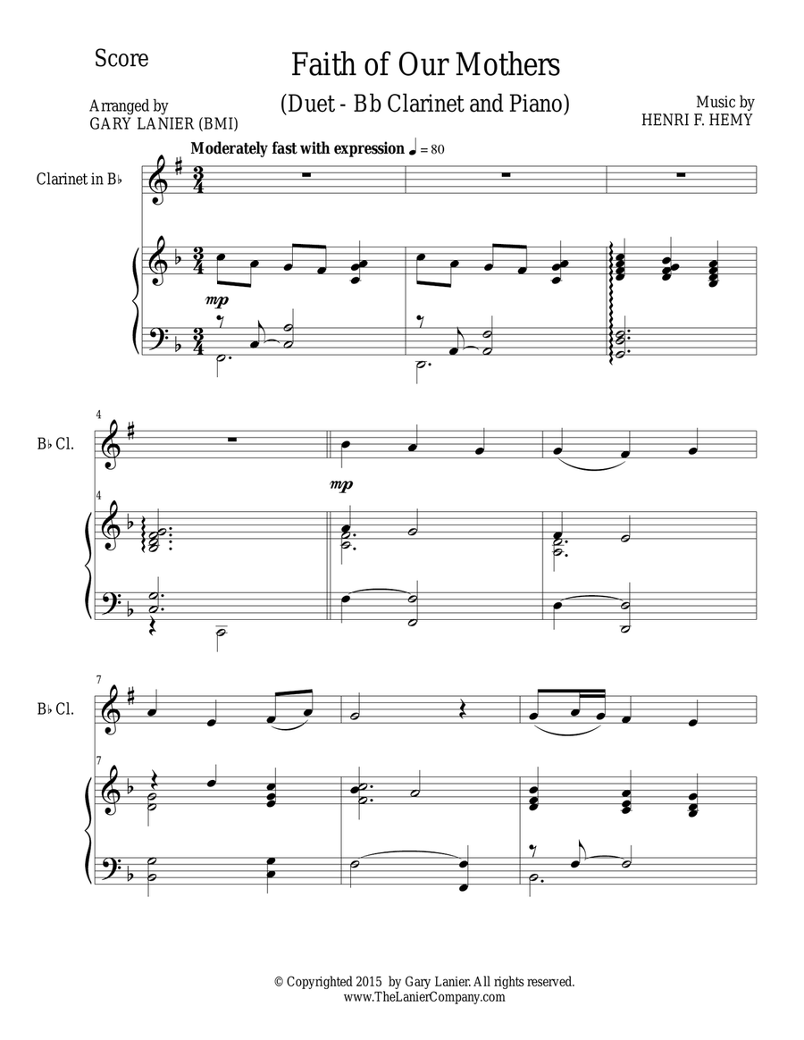 FAITH OF OUR MOTHERS (Duet – Bb Clarinet and Piano/Score and Part) Woodwind Duet scores gallery preview page 2