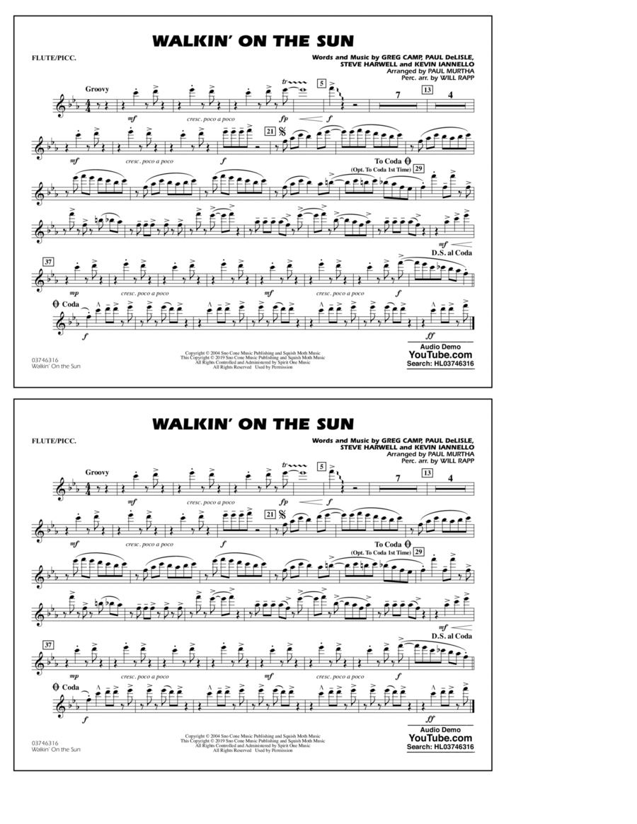 Walkin' on the Sun (arr. Paul Murtha) - Flute/Piccolo