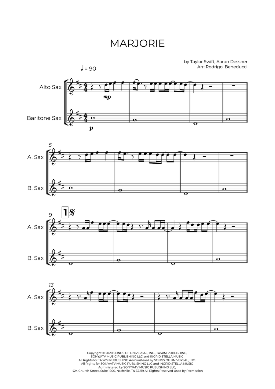 Marjorie Baritone Saxophone scores gallery preview page 2