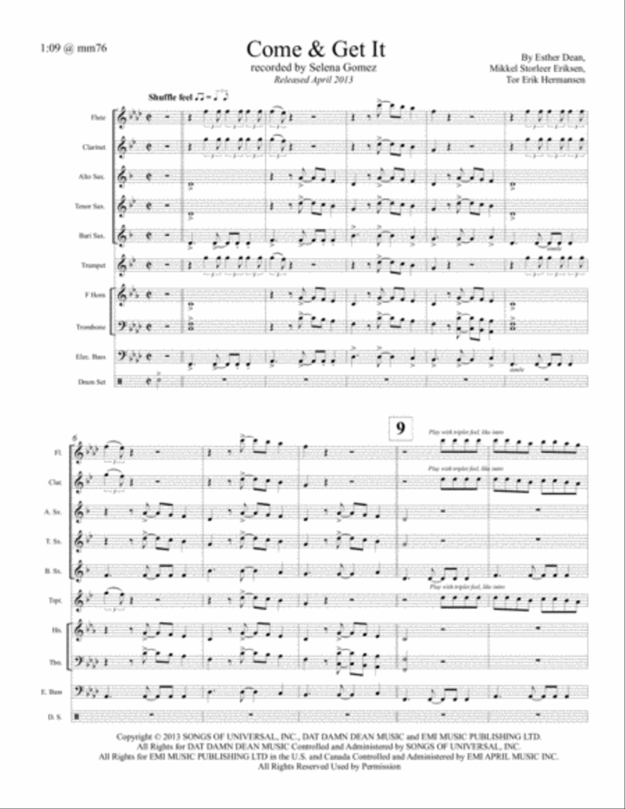 Come & Get It Jazz Ensemble scores gallery preview page 1