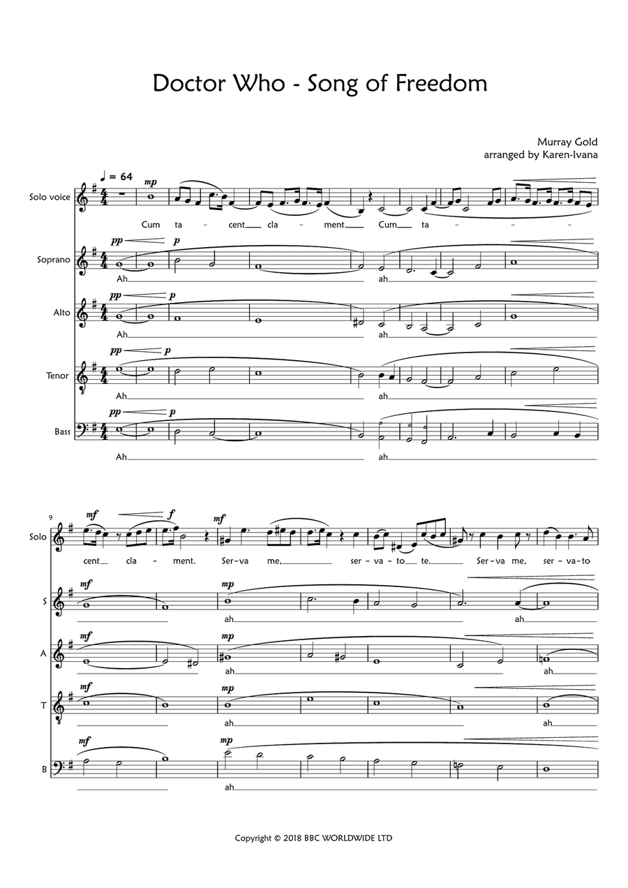 Song Of Freedom Song Of Freedom 4-Part scores gallery preview page 1