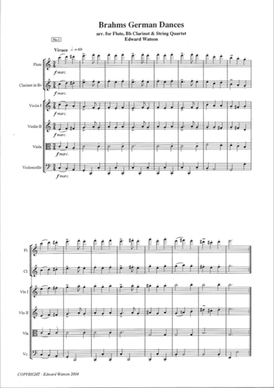 Brahms German Dances Clarinet scores gallery preview page 2