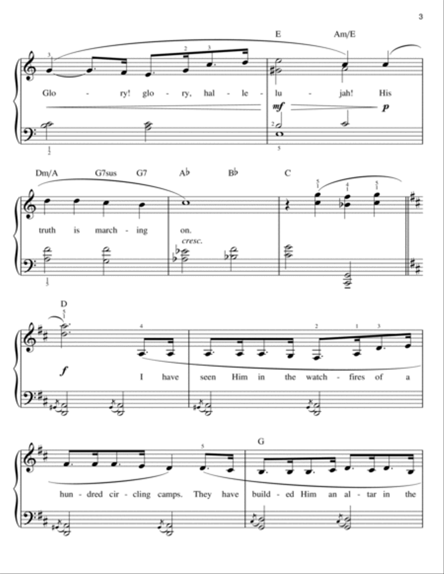 Battle Hymn Of The Republic Easy Piano scores gallery preview page 3