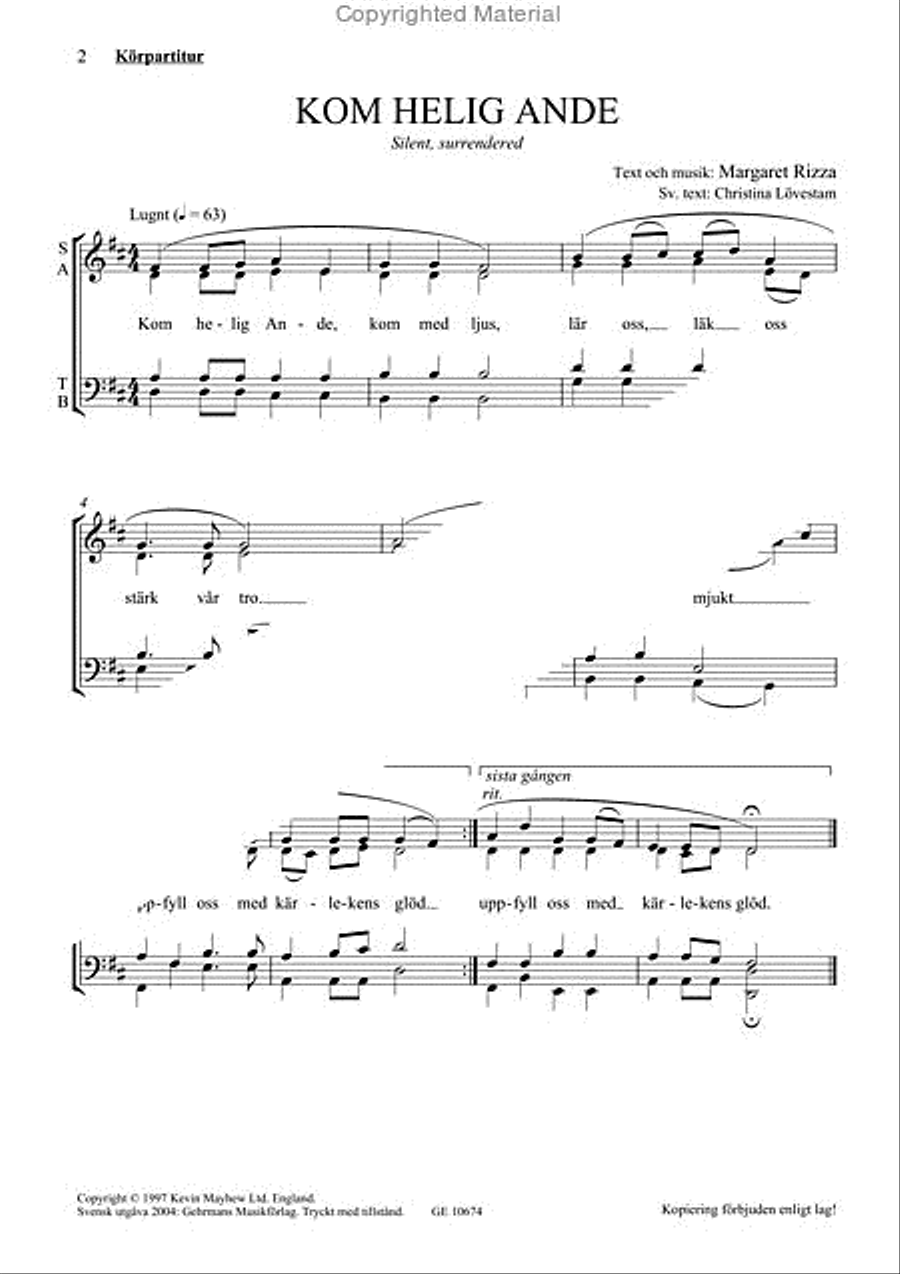 Kom helig Ande Kom helig Ande 4-Part scores gallery preview page 2
