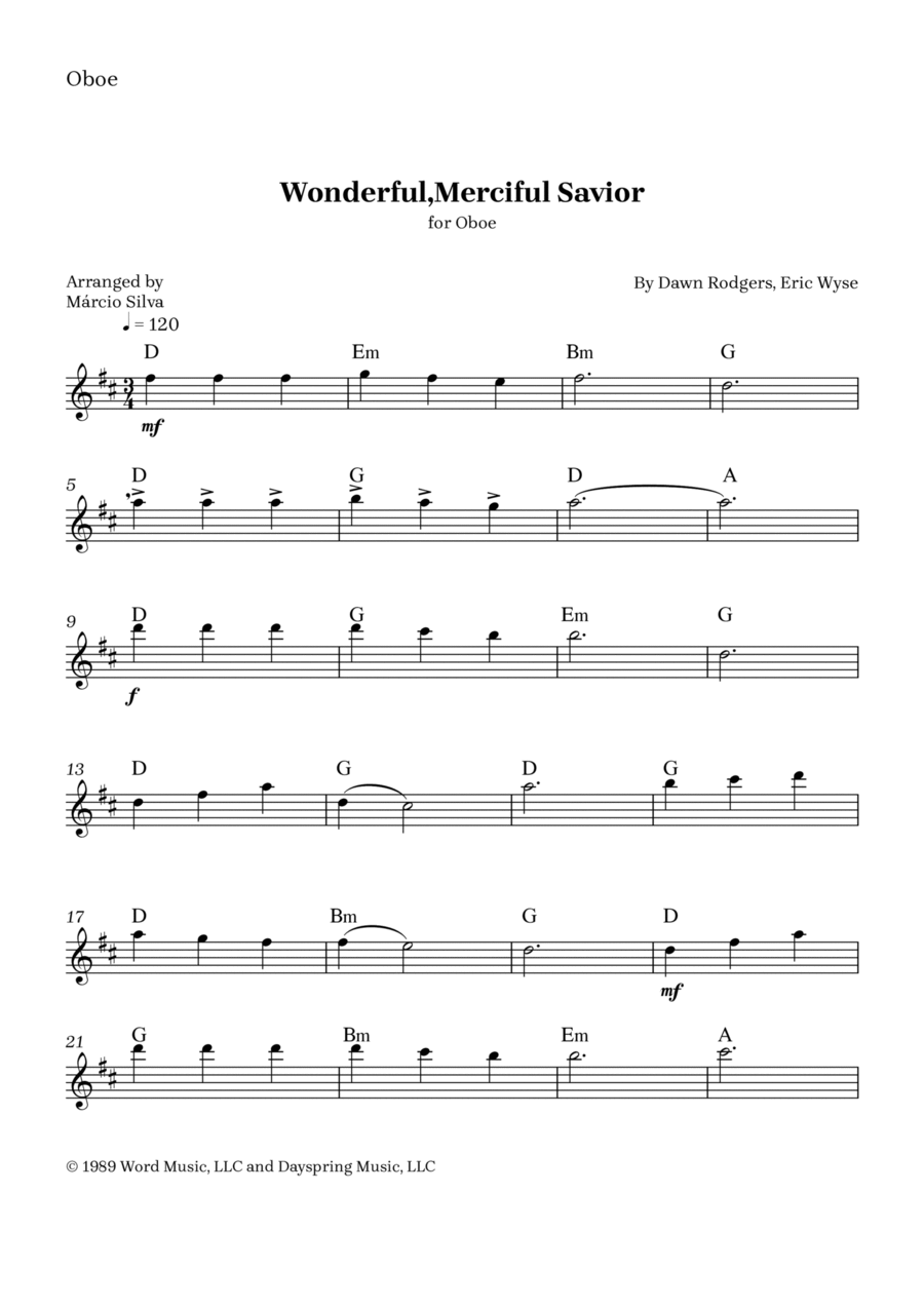 Wonderful, Merciful Savior Oboe Solo scores gallery preview page 1
